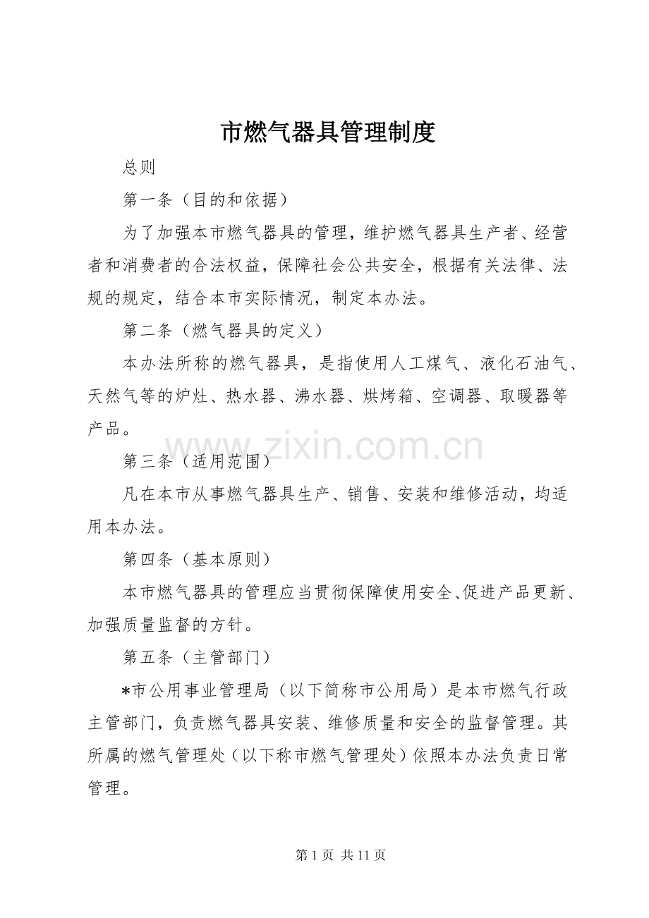 市燃气器具管理规章制度.docx_第1页