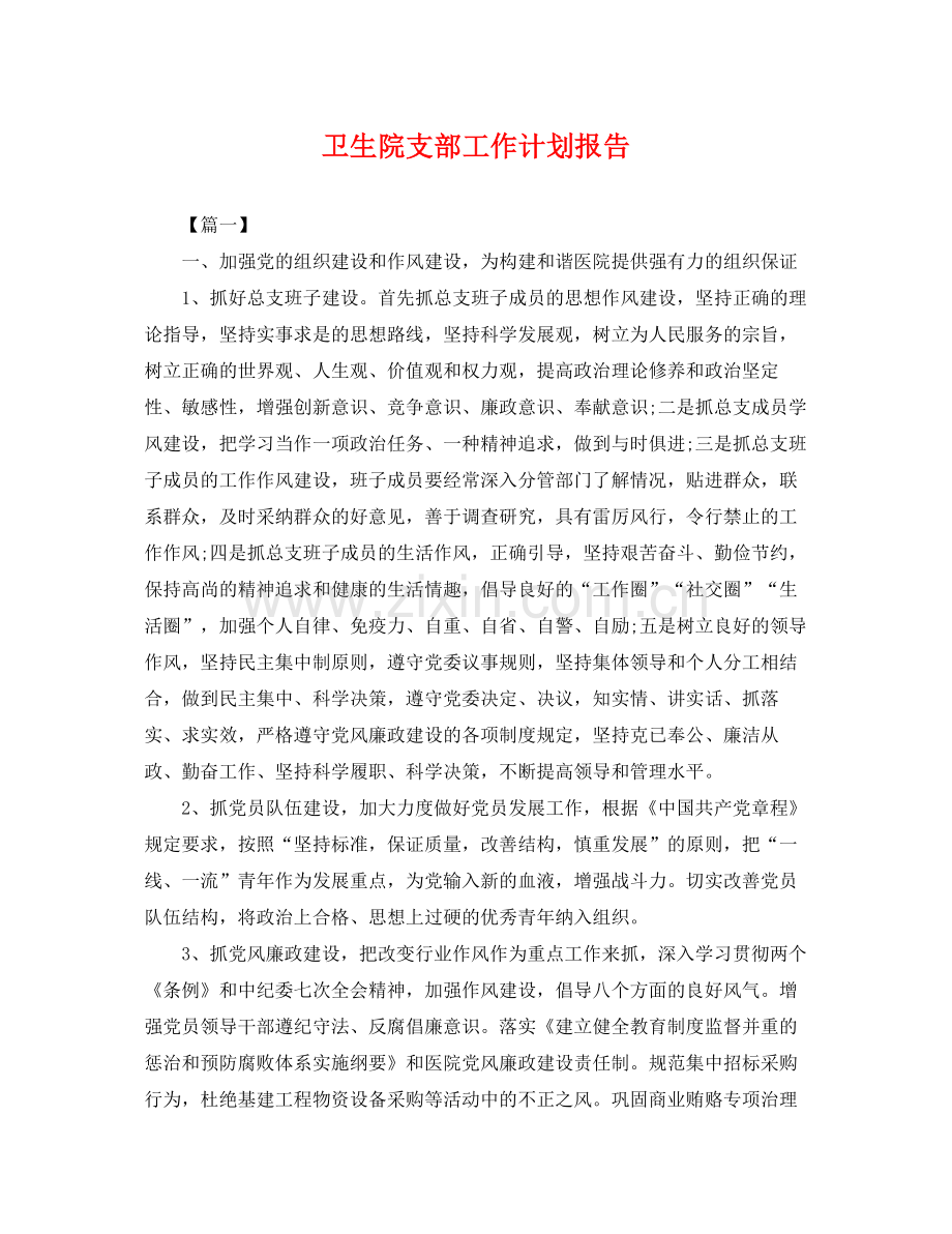 卫生院支部工作计划报告 .docx_第1页