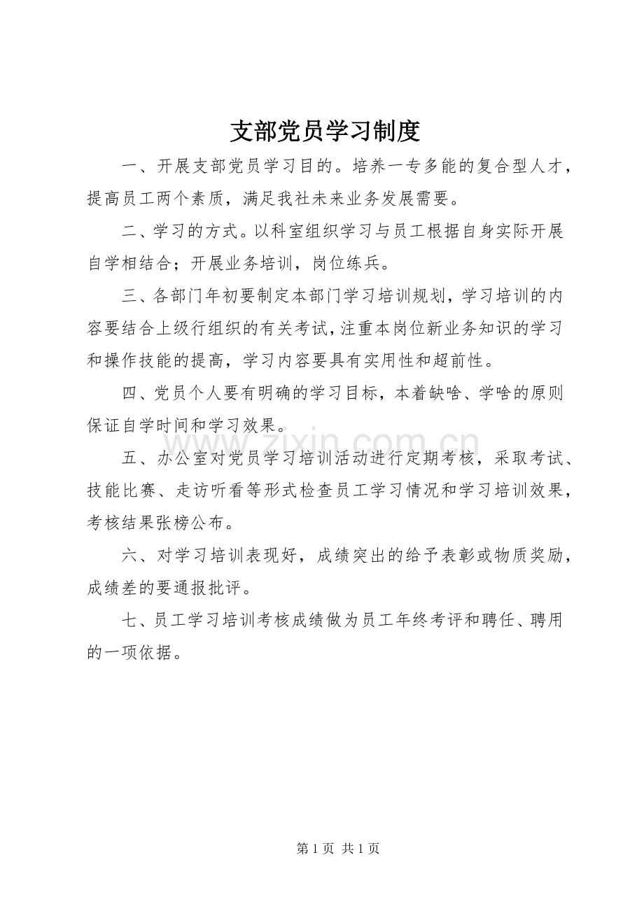 支部党员学习规章制度.docx_第1页