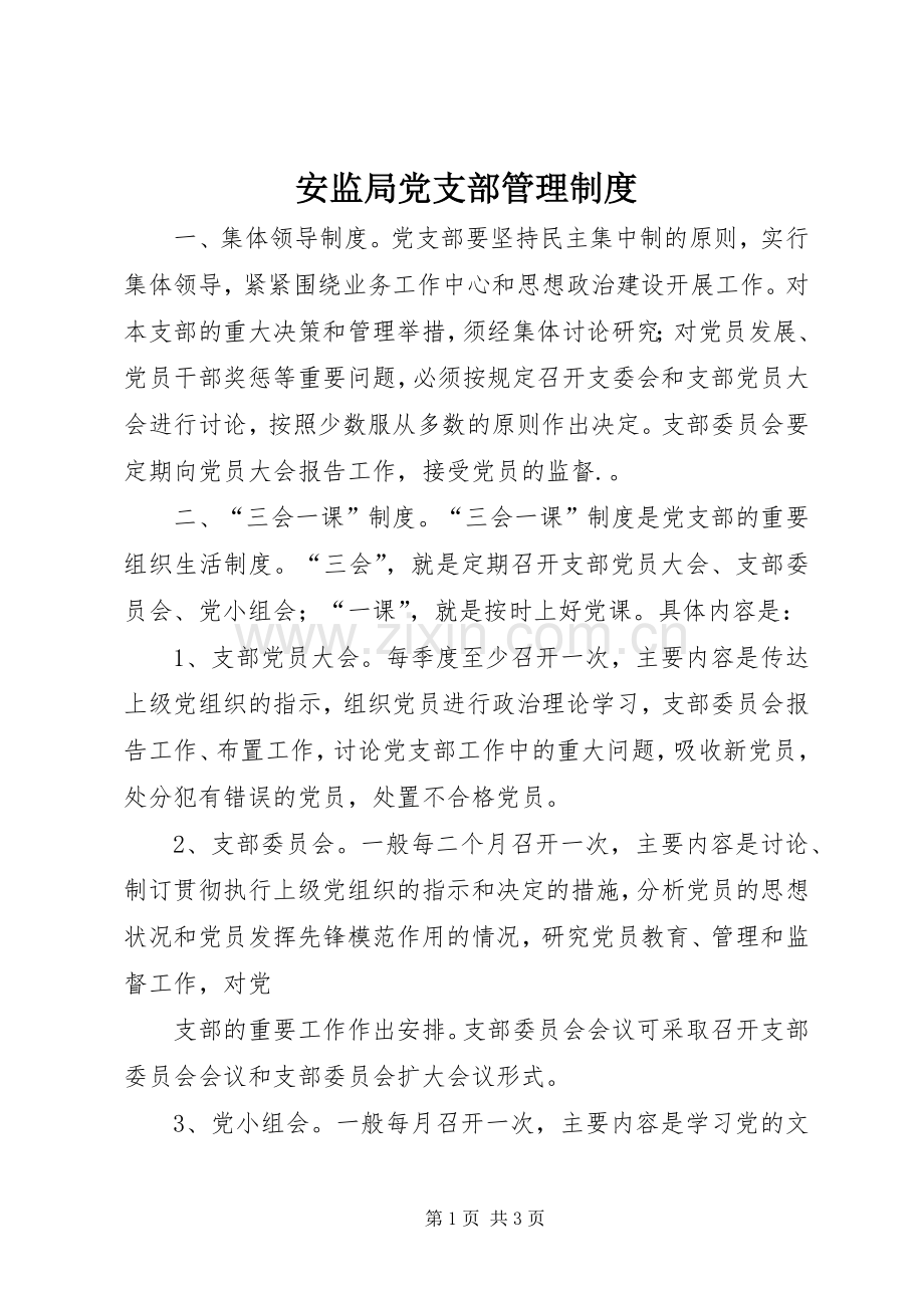 安监局党支部管理规章制度.docx_第1页