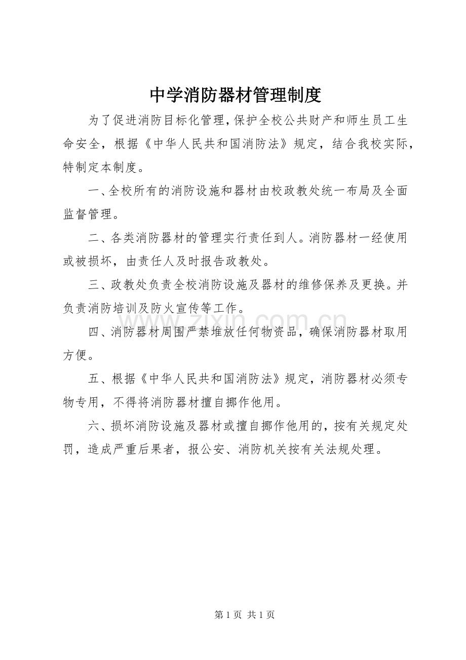 中学消防器材管理规章制度.docx_第1页