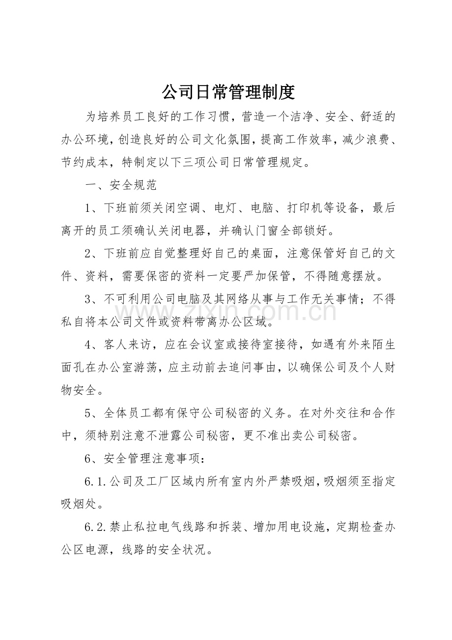 公司日常规章制度管理.docx_第1页