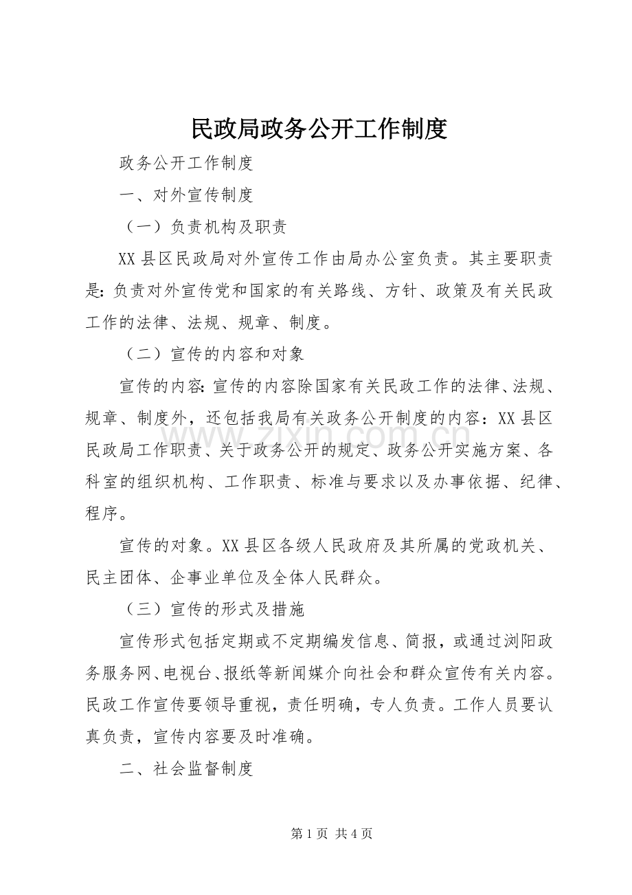 民政局政务公开工作规章制度.docx_第1页