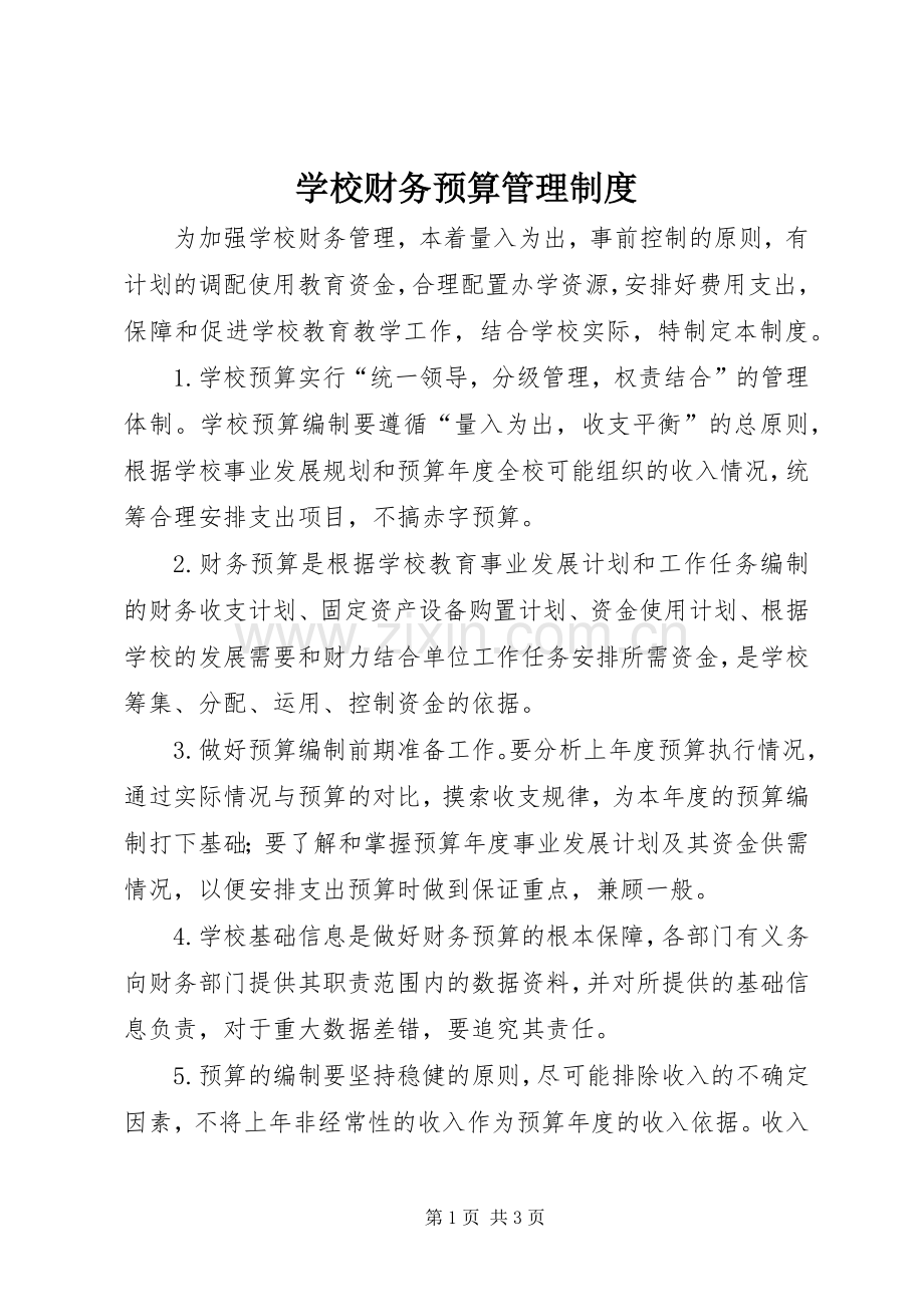 学校财务预算管理规章制度.docx_第1页