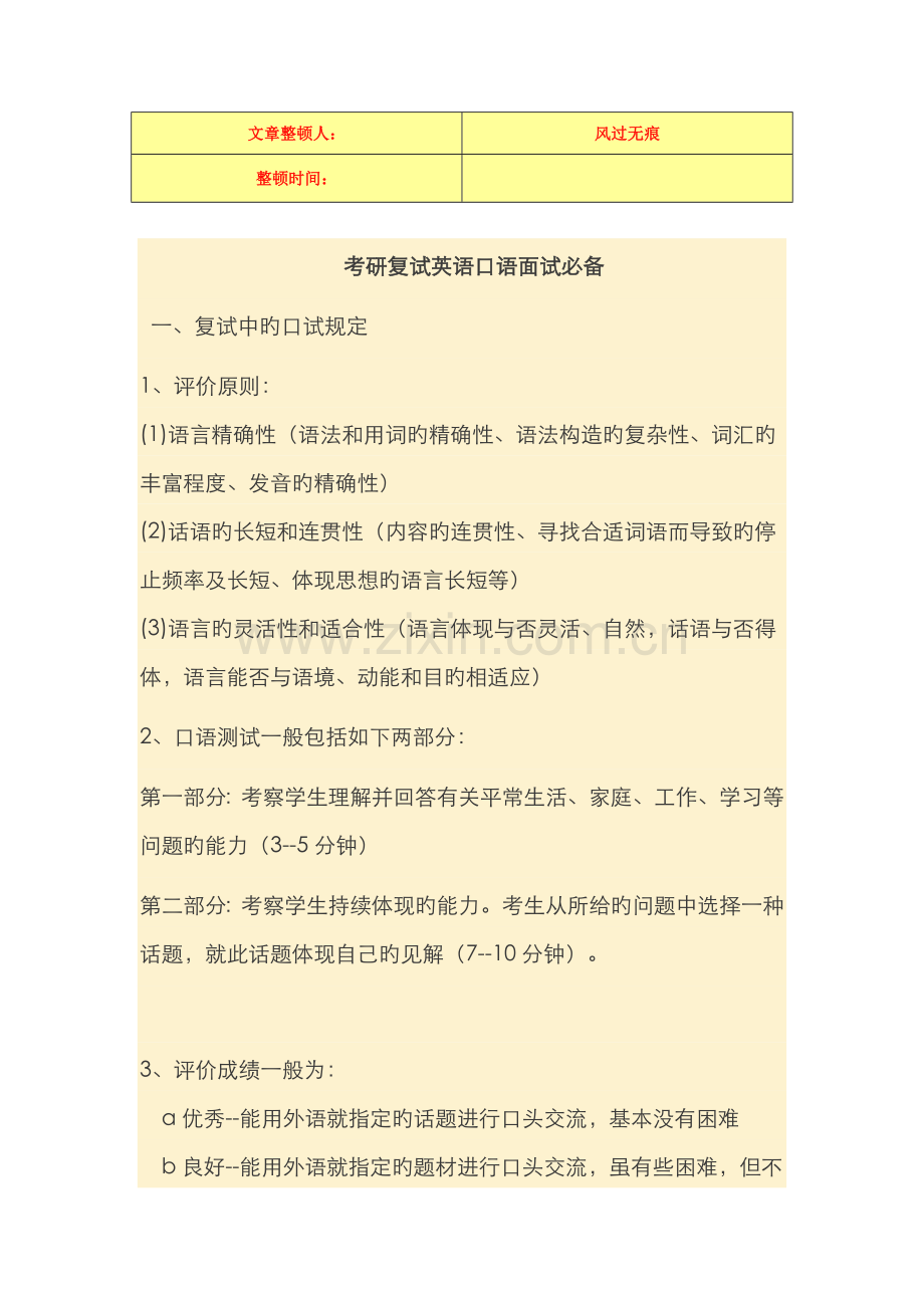 2022年考研复试英语口语面试必备.doc_第1页