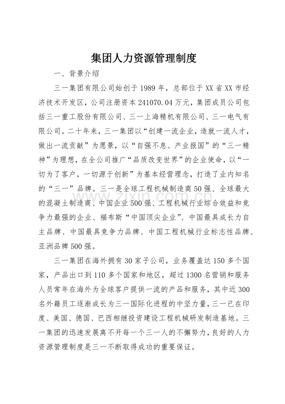 集团人力资源管理规章制度细则.docx_第1页