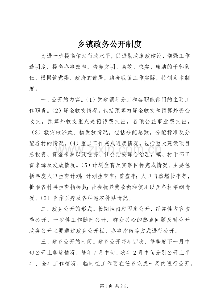 乡镇政务公开规章制度.docx_第1页