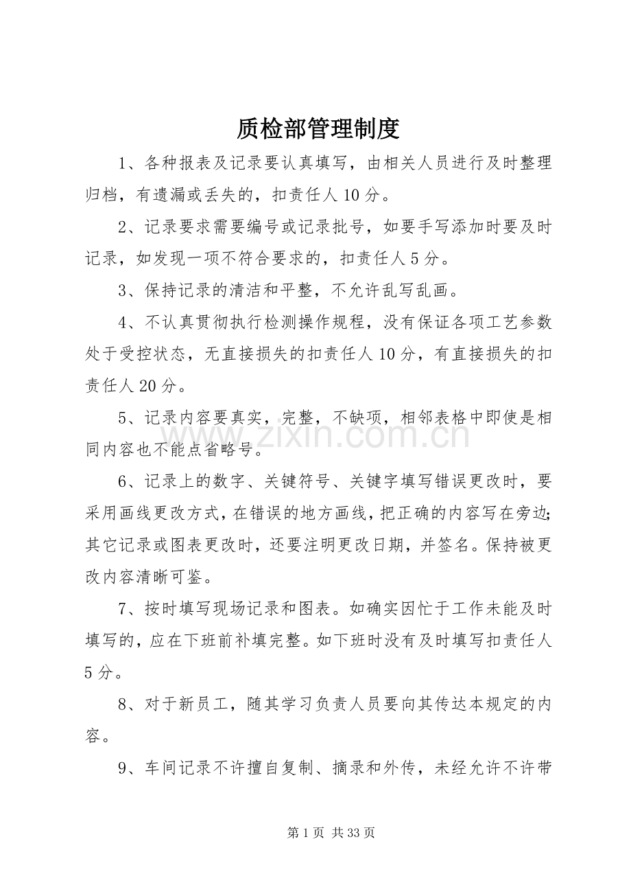 质检部管理规章制度 .docx_第1页