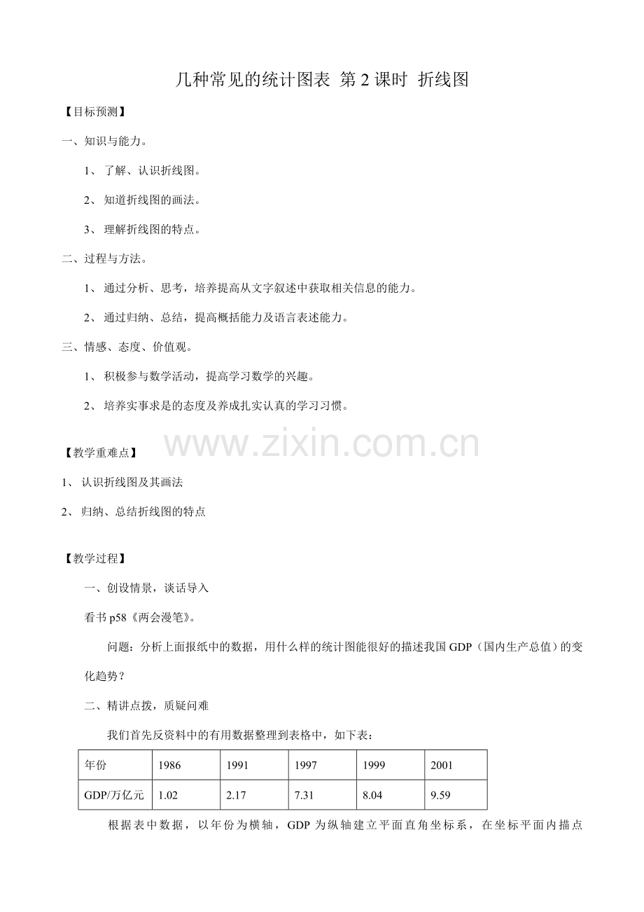 八年级数学折线图教案 新课标 人教版.doc_第1页