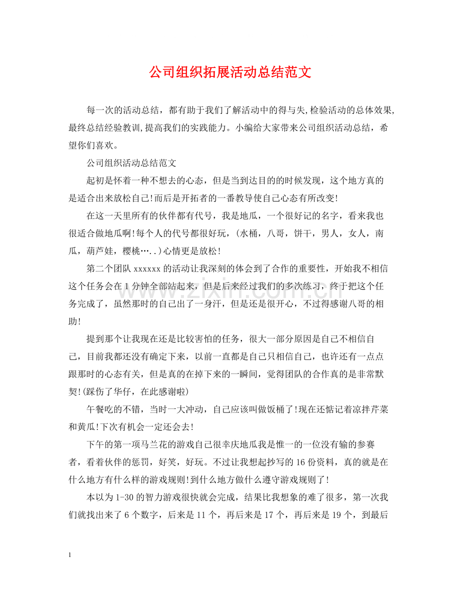 公司组织拓展活动总结范文.docx_第1页