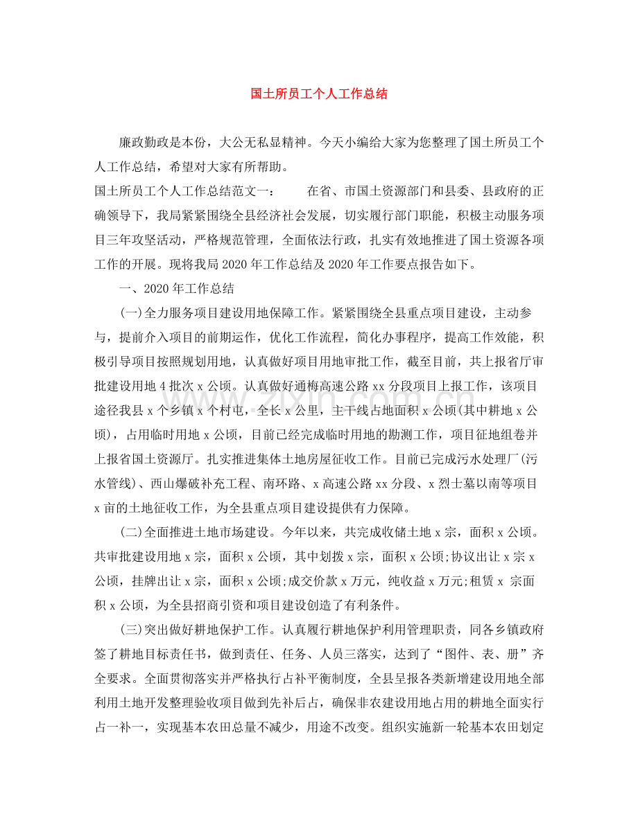 国土所员工个人工作总结.docx_第1页