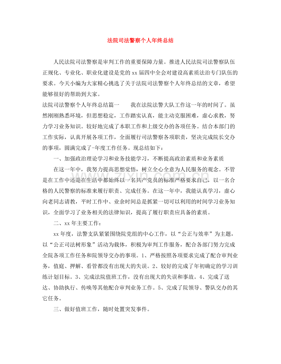 法院司法警察个人年终总结.docx_第1页