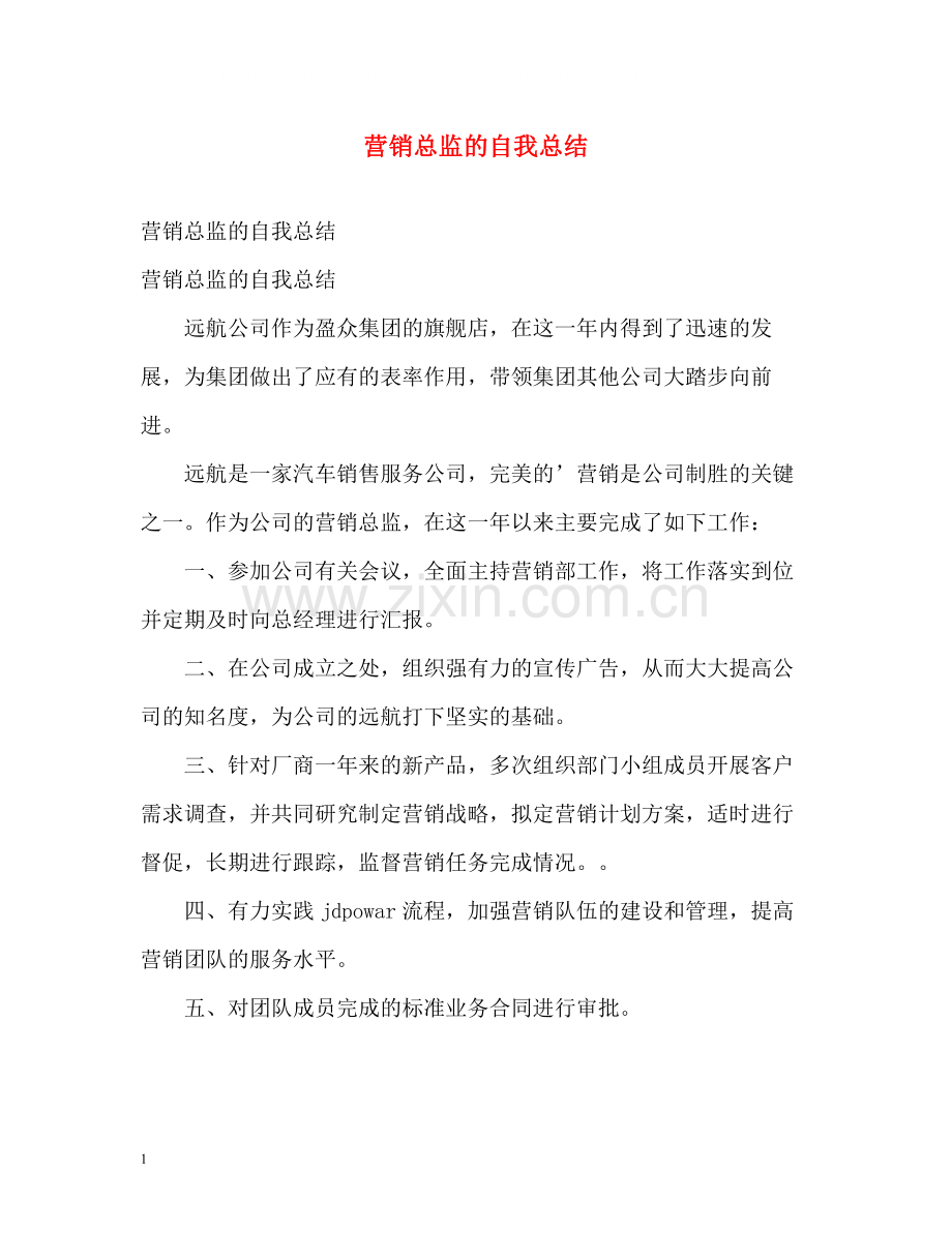 营销总监的自我总结.docx_第1页