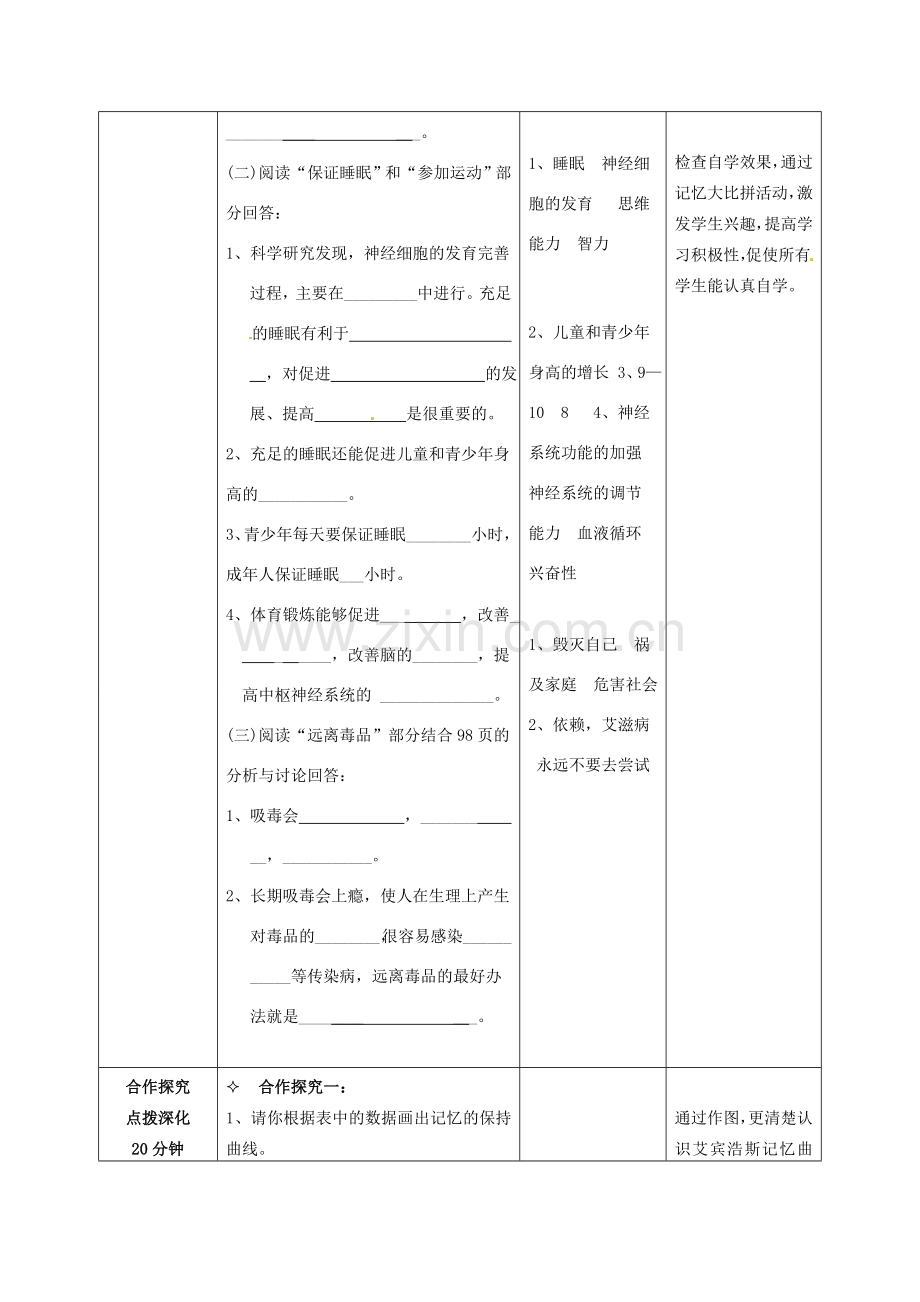 七年级生物下册 3.5.5 神经系统的卫生保健教案 （新版）济南版-（新版）济南版初中七年级下册生物教案.doc_第3页