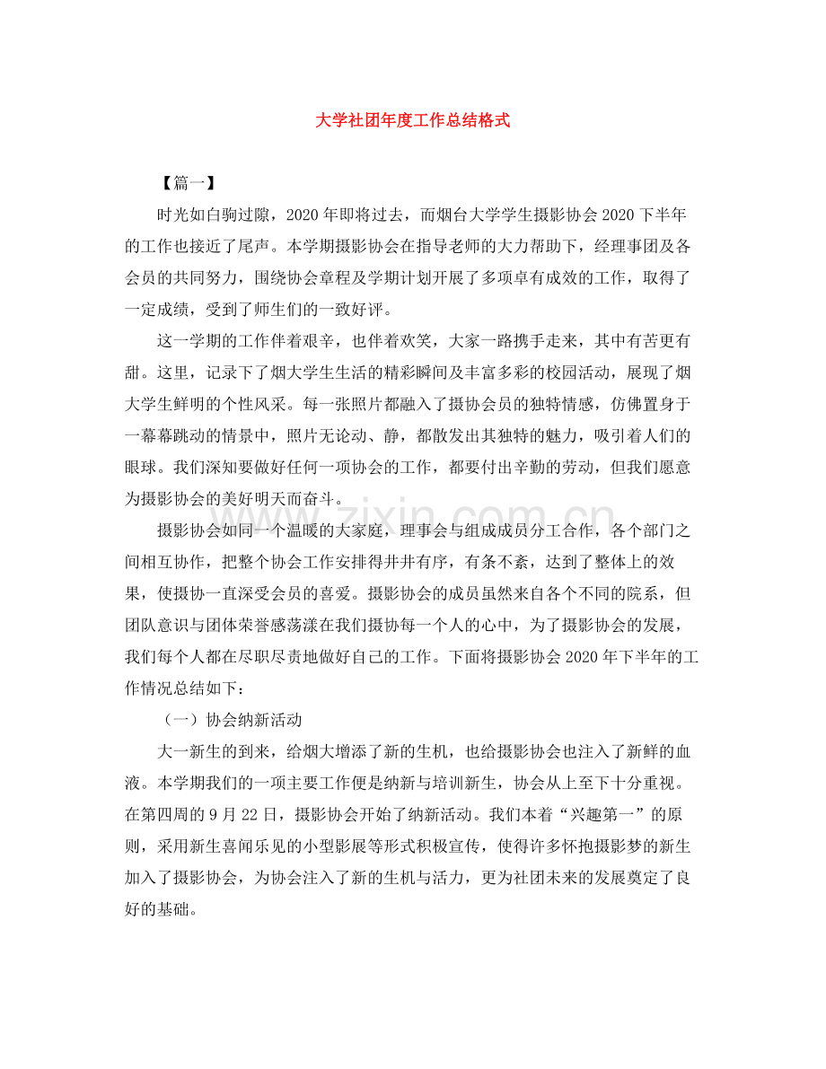 大学社团年度工作总结格式.docx_第1页