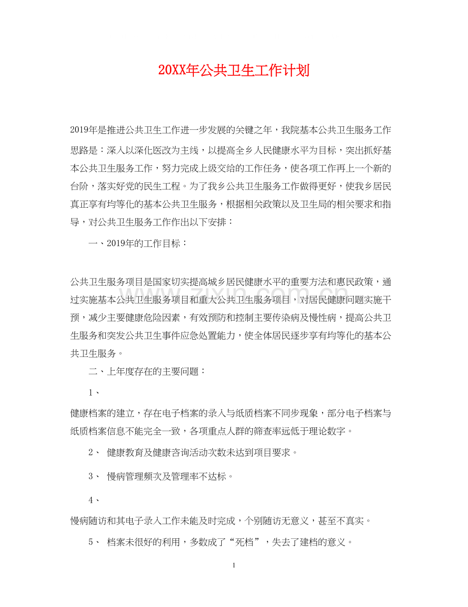 公共卫生工作计划22.docx_第1页