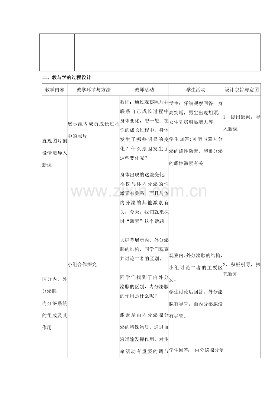 七年级生物下册 4.6.4《激素调节》教学设计 （新版）新人教版-（新版）新人教版初中七年级下册生物教案.doc_第2页