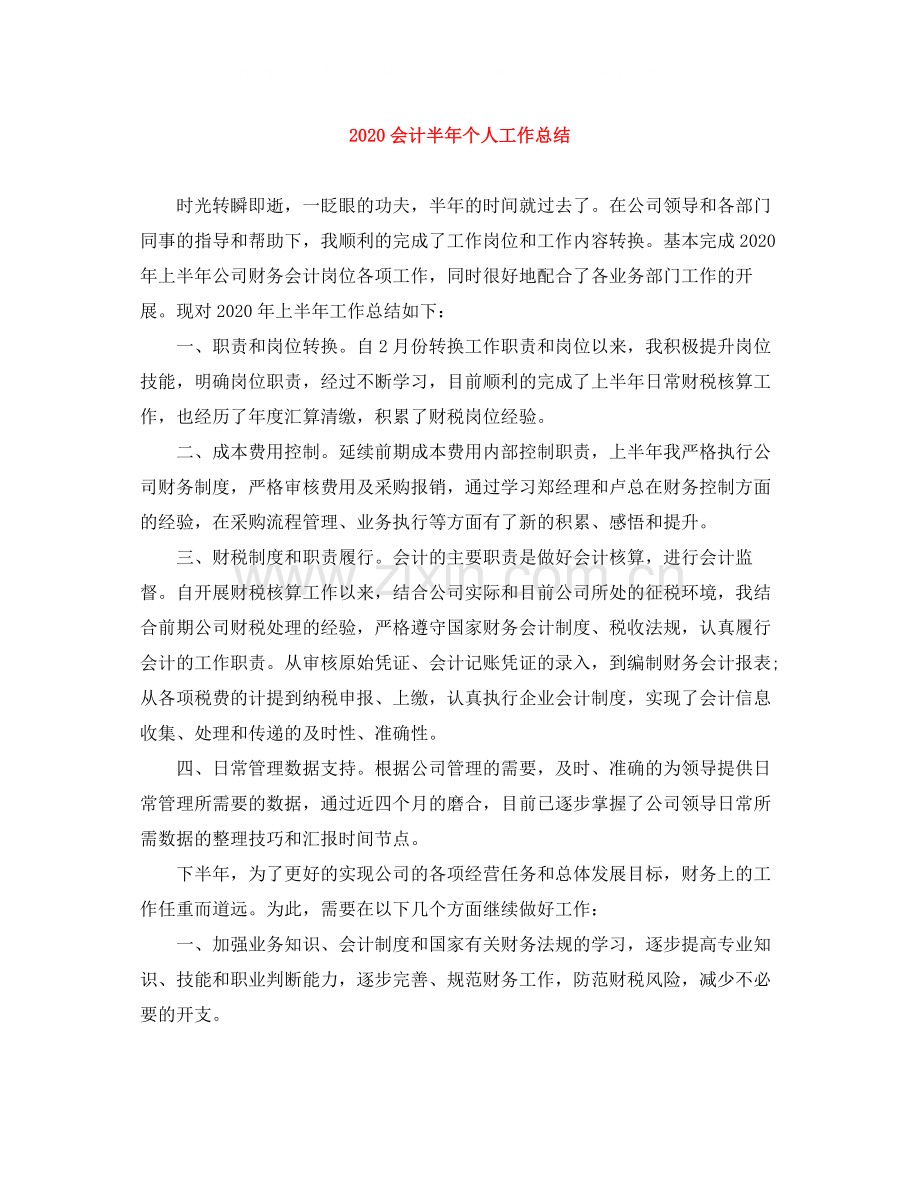 会计半年个人工作总结.docx_第1页