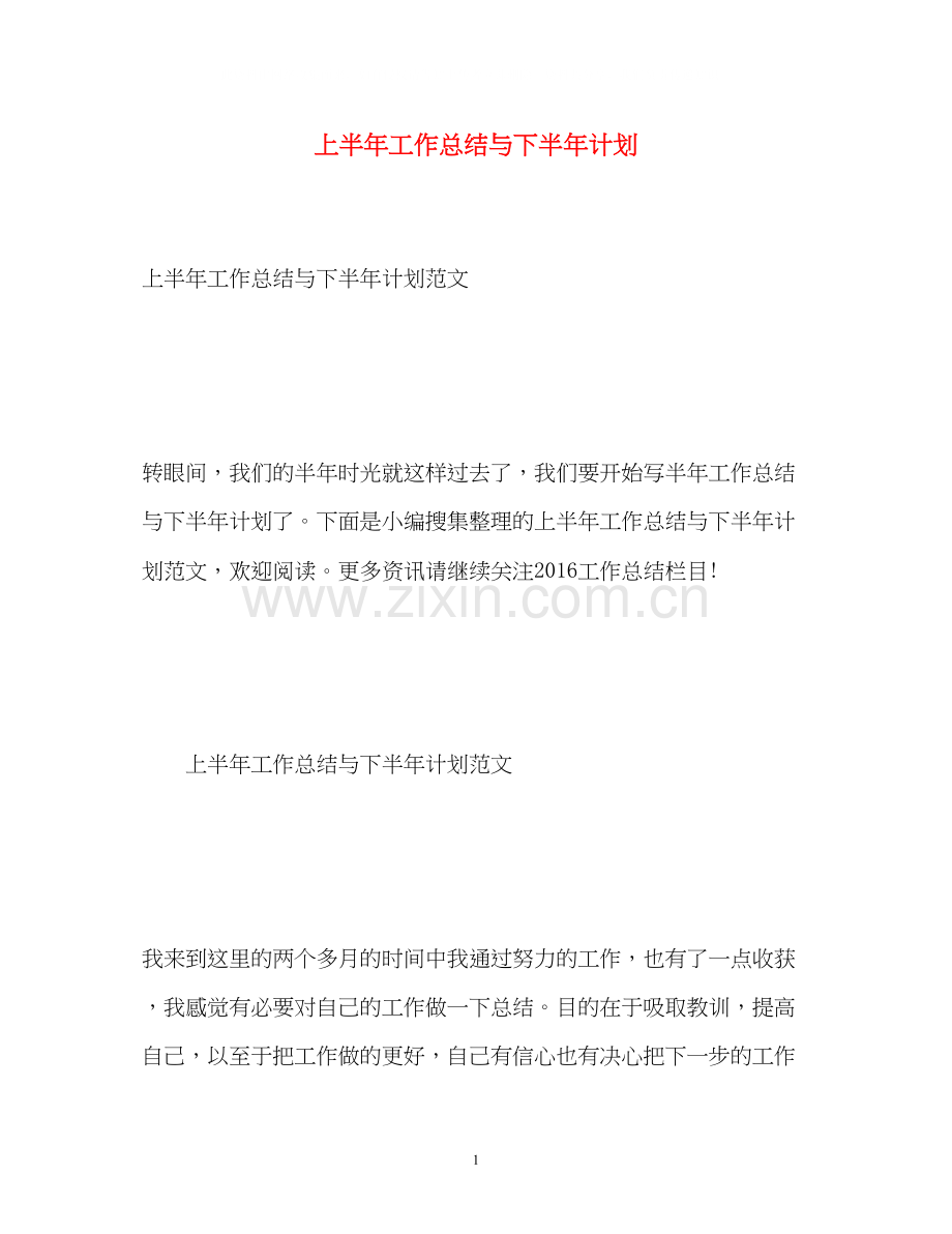 上半年工作总结与下半年计划.docx_第1页