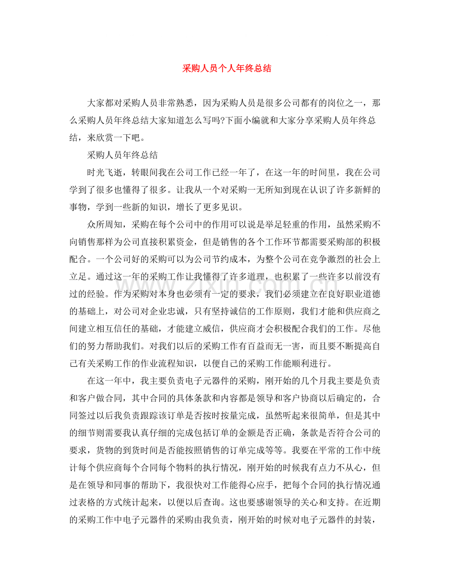 采购人员个人年终总结.docx_第1页