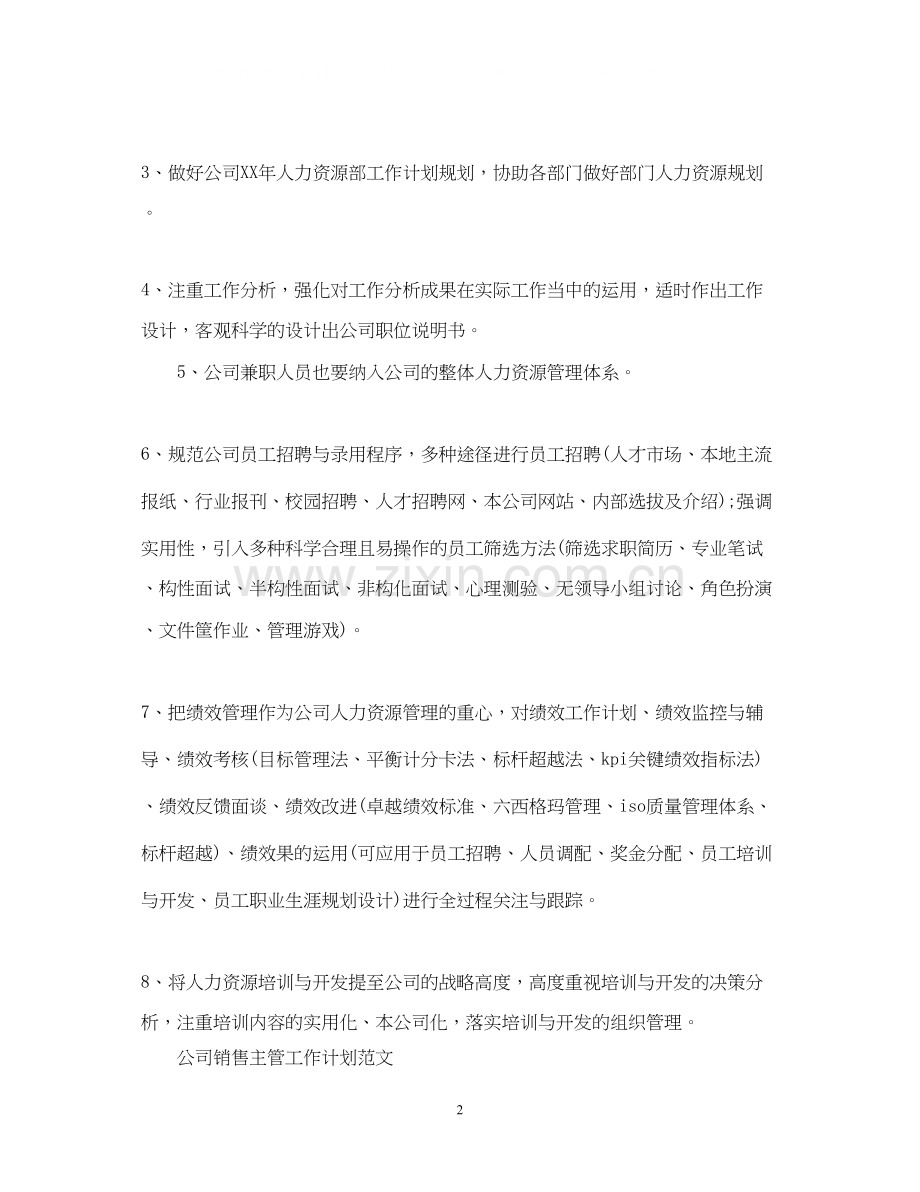 公司销售主管工作计划范文.docx_第2页