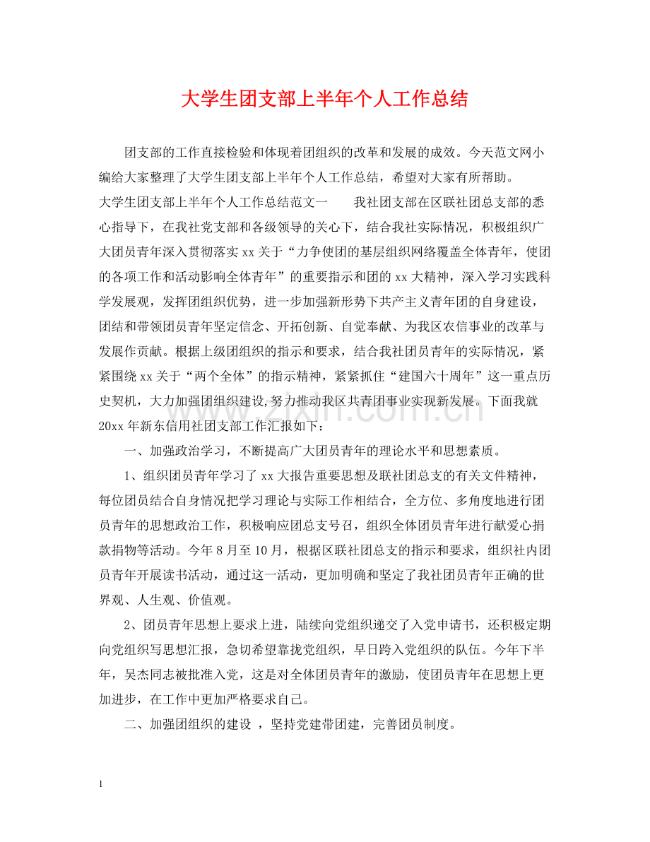 大学生团支部上半年个人工作总结.docx_第1页