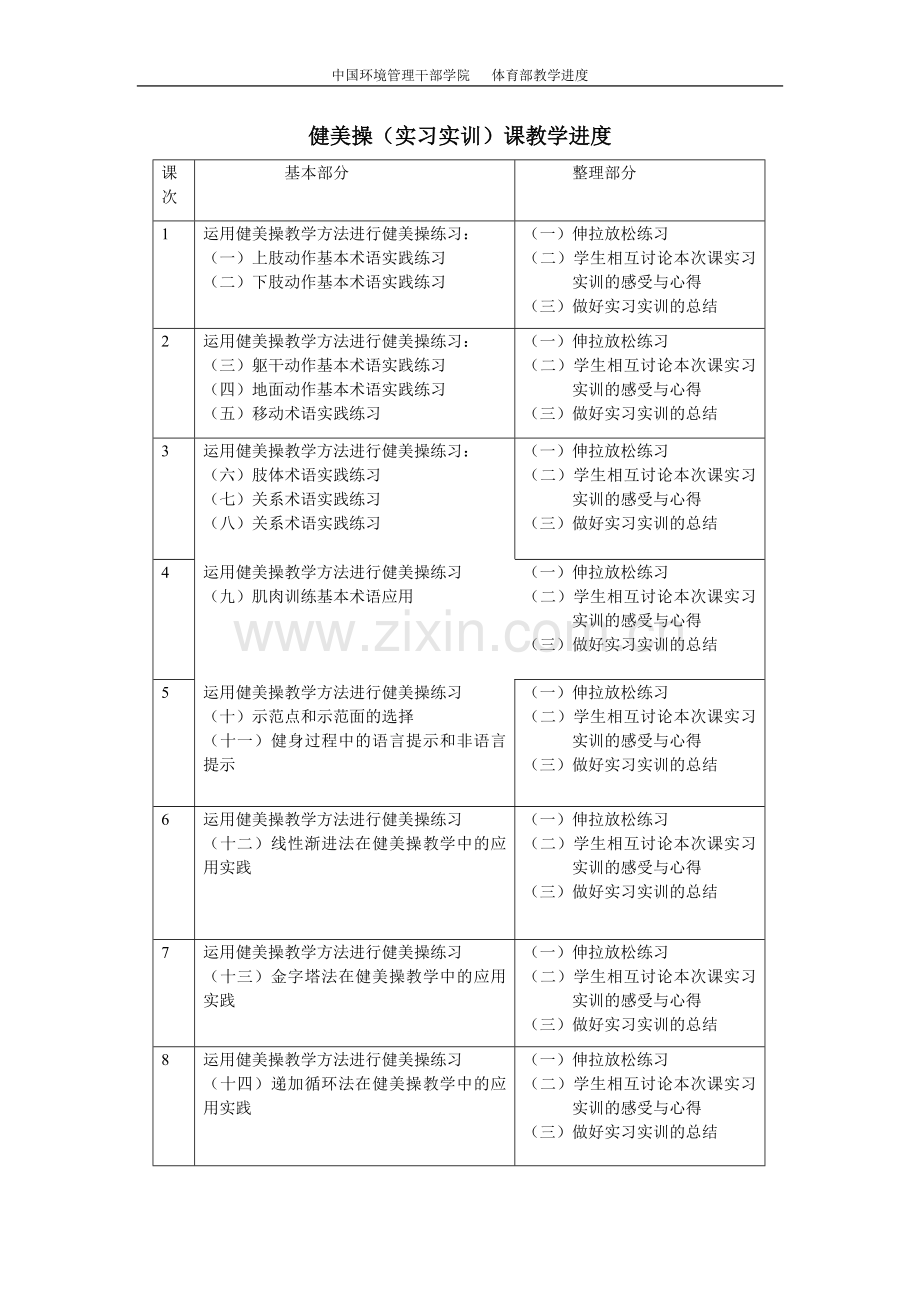 健美操(实习实训)课教学进度.doc_第1页