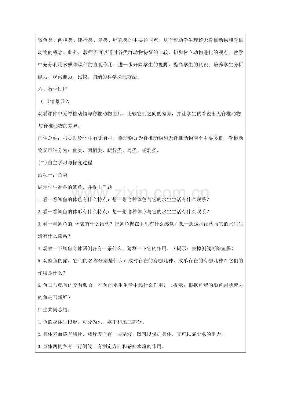 七年级生物上册 2.2.2《脊椎动物的主要类群》第一课时教案1 （新版）济南版-（新版）济南版初中七年级上册生物教案.doc_第2页