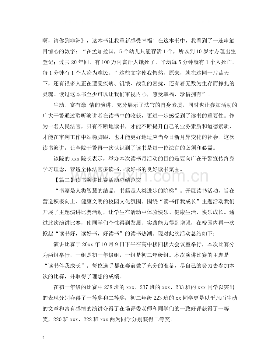 读书演讲比赛活动总结范文800字.docx_第2页