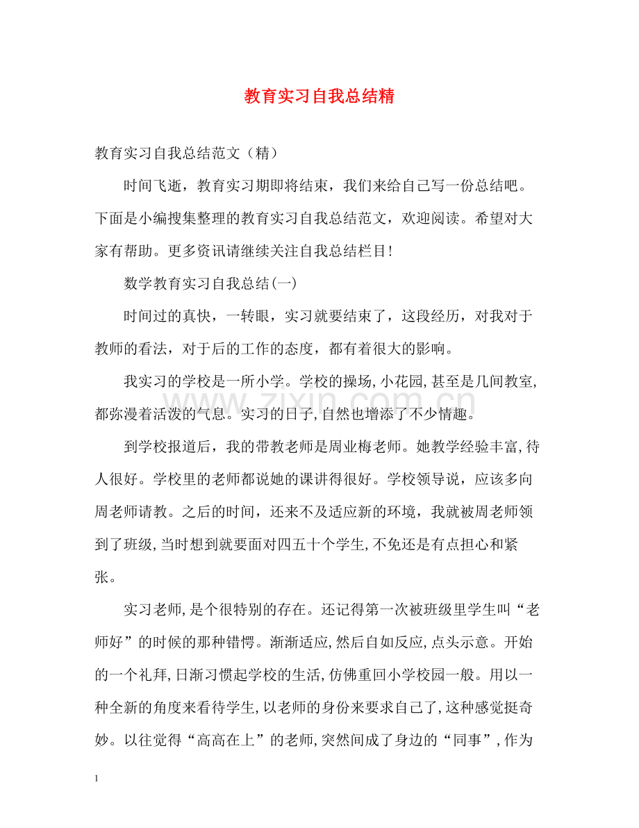 教育实习自我总结精.docx_第1页