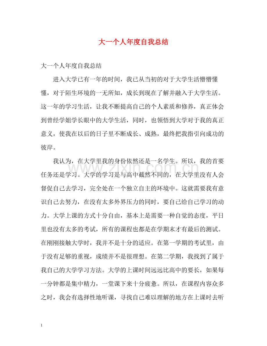 大一个人年度自我总结.docx_第1页