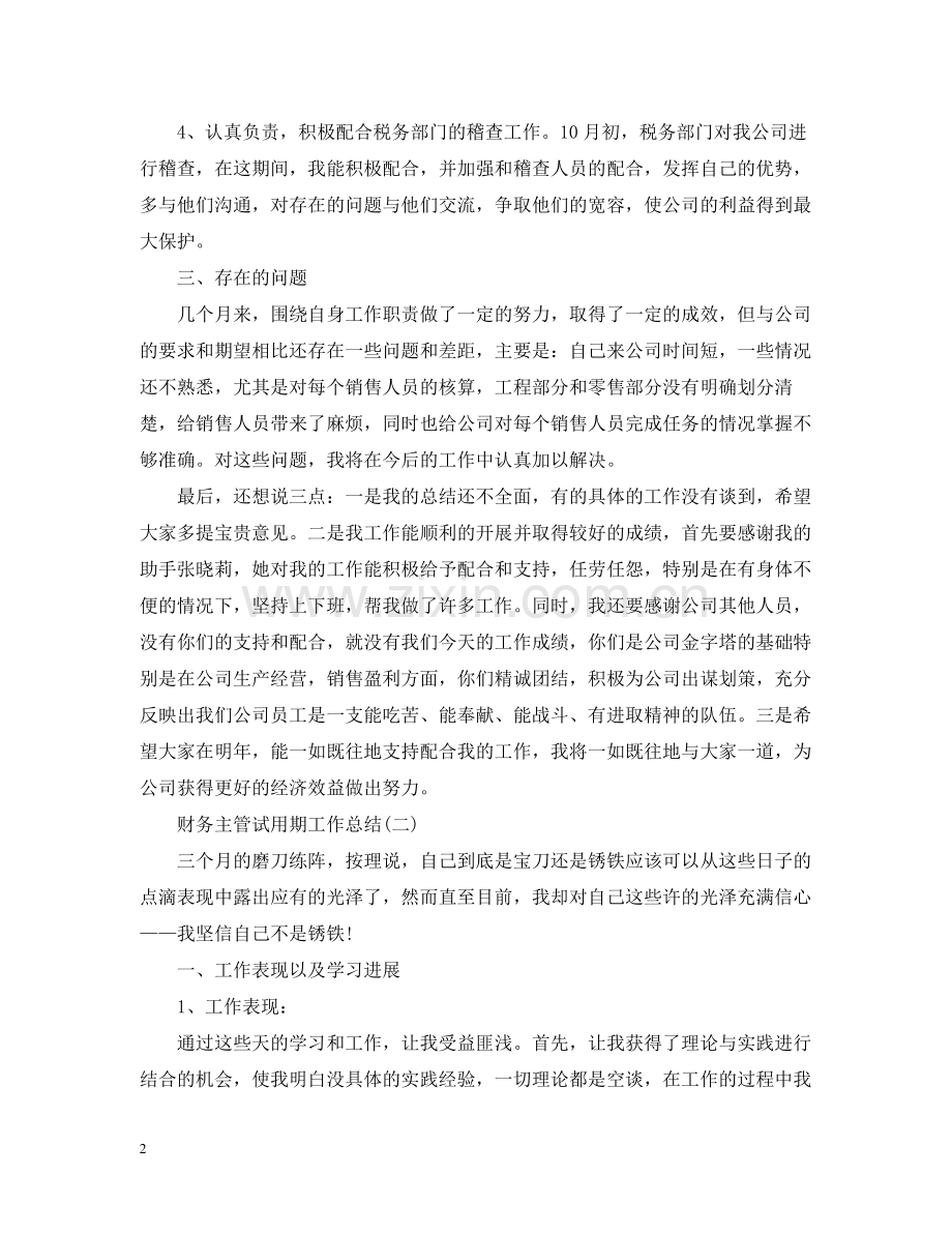 财务主管试用期工作总结.docx_第2页