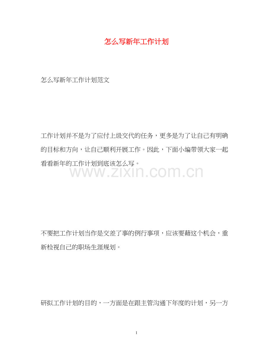 怎么写新年工作计划.docx_第1页