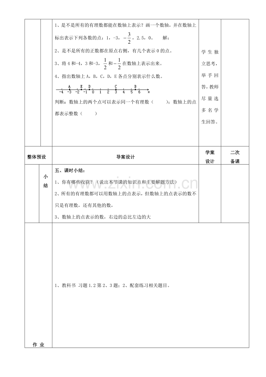 七年级数学上册 1.2.2数轴教案 （新版）新人教版-（新版）新人教版初中七年级上册数学教案.doc_第3页