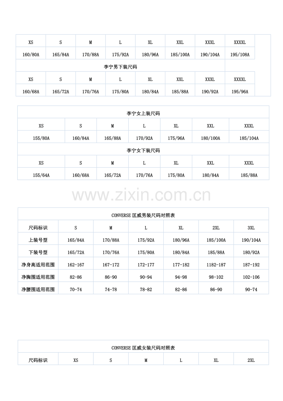 NIKE耐克男装尺码对照表.doc_第2页