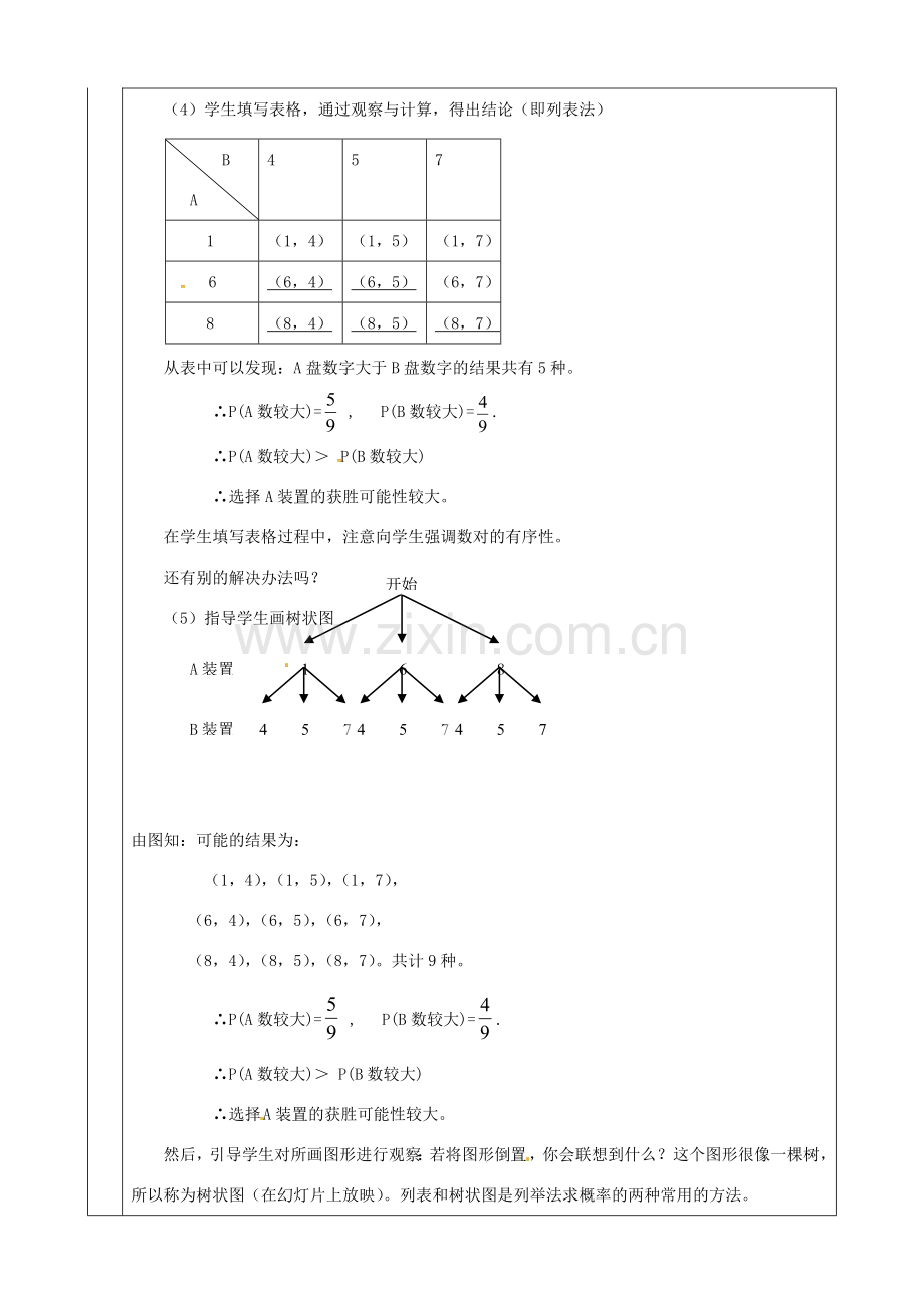 上海市金山区山阳镇九年级数学下册 26.2 等可能情形下的概率计算 26.2.2 等可能情形下的概率计算教案 （新版）沪科版-（新版）沪科版初中九年级下册数学教案.doc_第3页