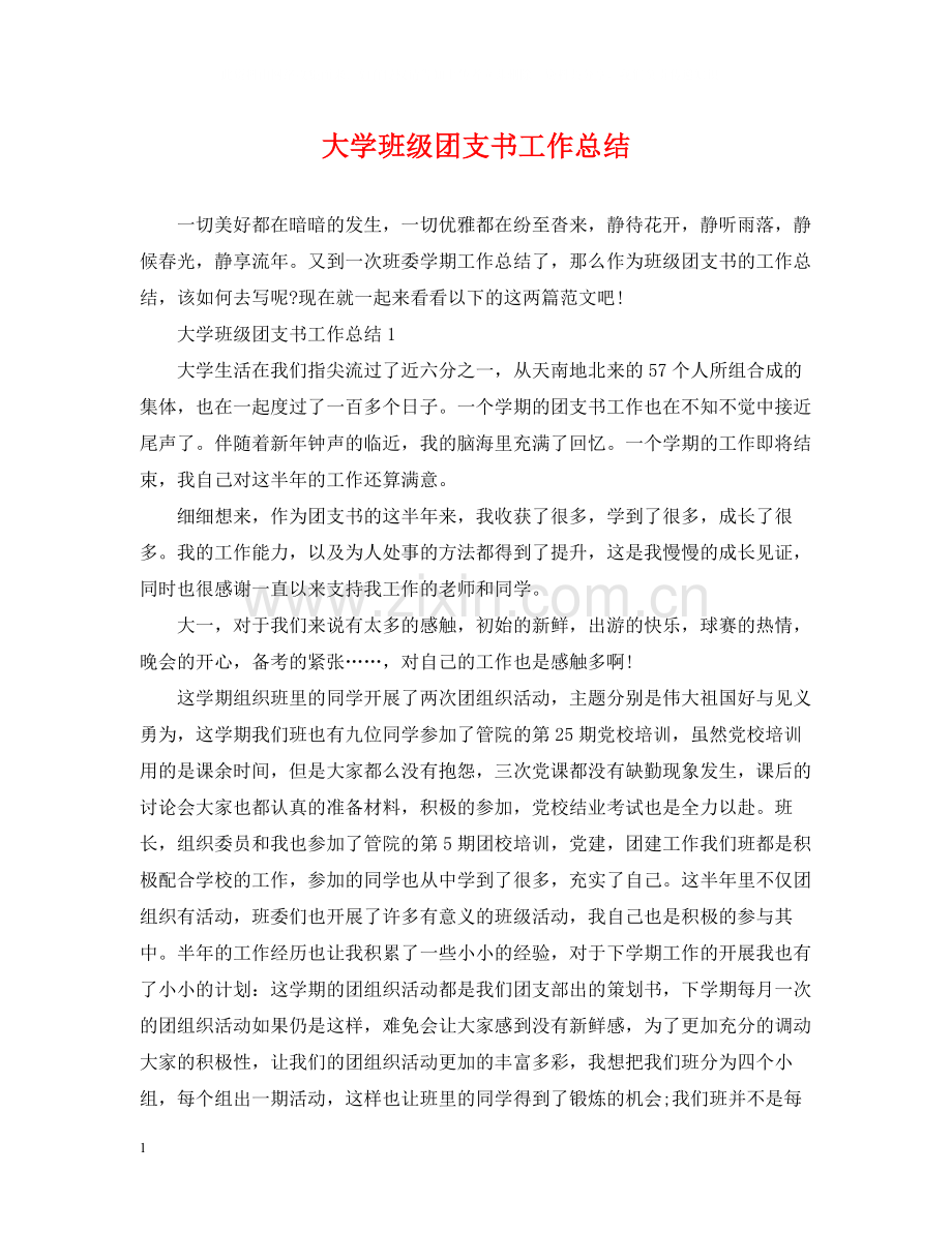 大学班级团支书工作总结2.docx_第1页