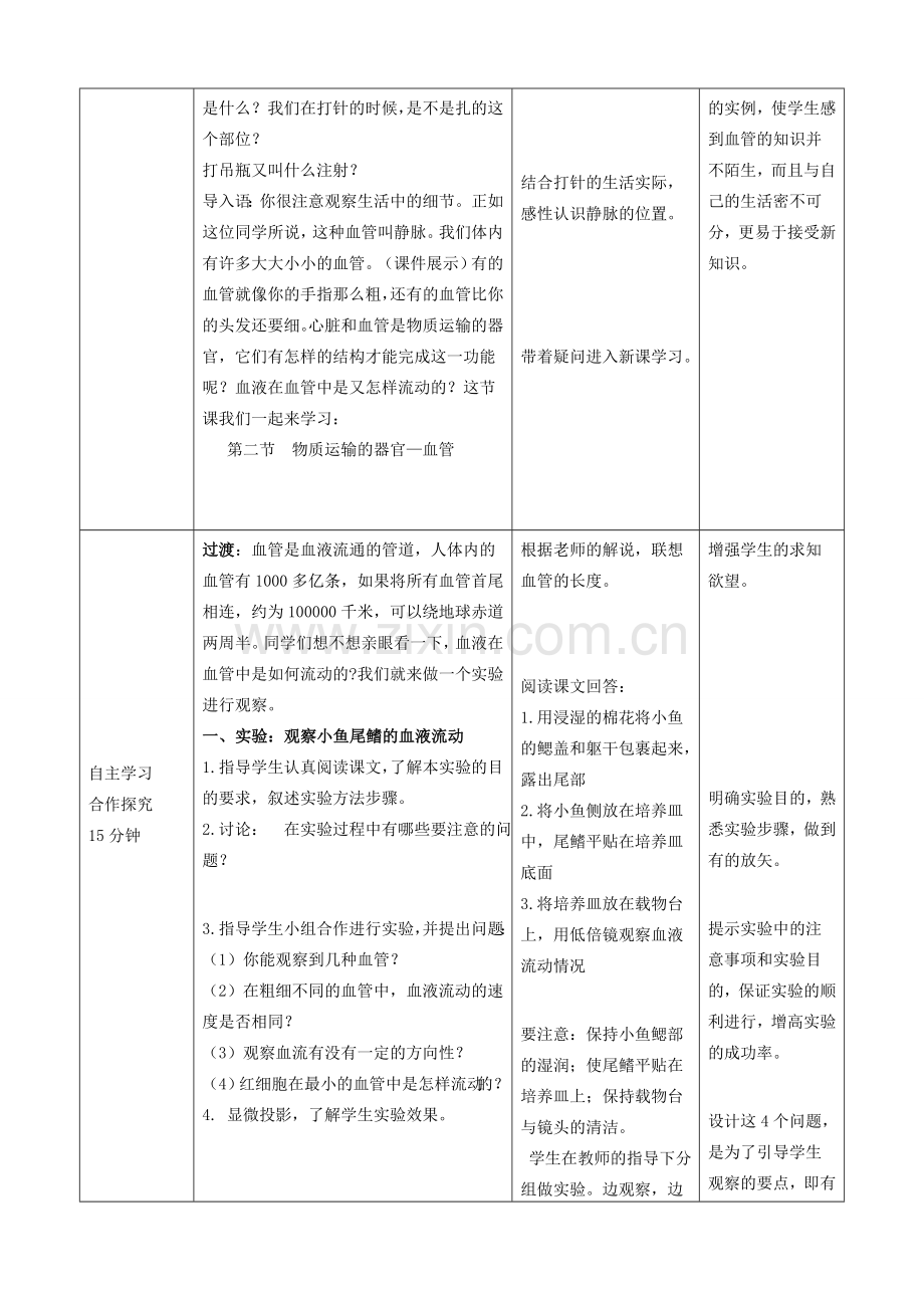 七年级生物下册 第3单元 第3章 第2节 物质运输的器官（第1课时）教案2 （新版）济南版.doc_第2页