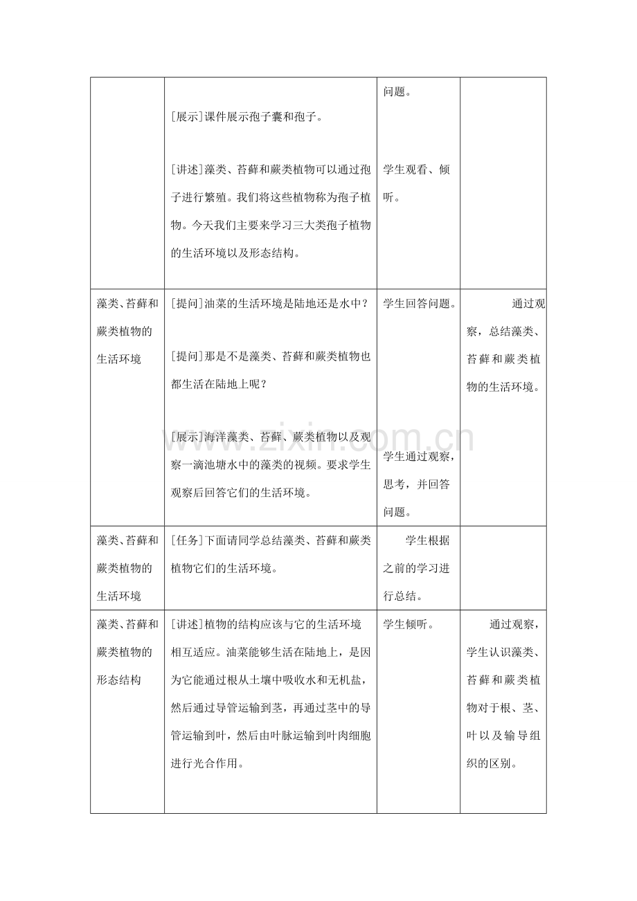 七年级生物上册 3.1.1《藻类、苔藓和蕨类植物》教案 （新版）新人教版-（新版）新人教版初中七年级上册生物教案.doc_第3页