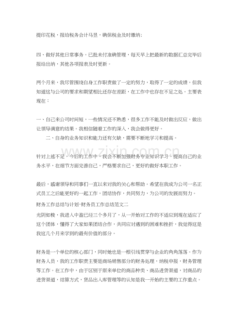 财务工作总结与计划财务员工作总结.docx_第2页