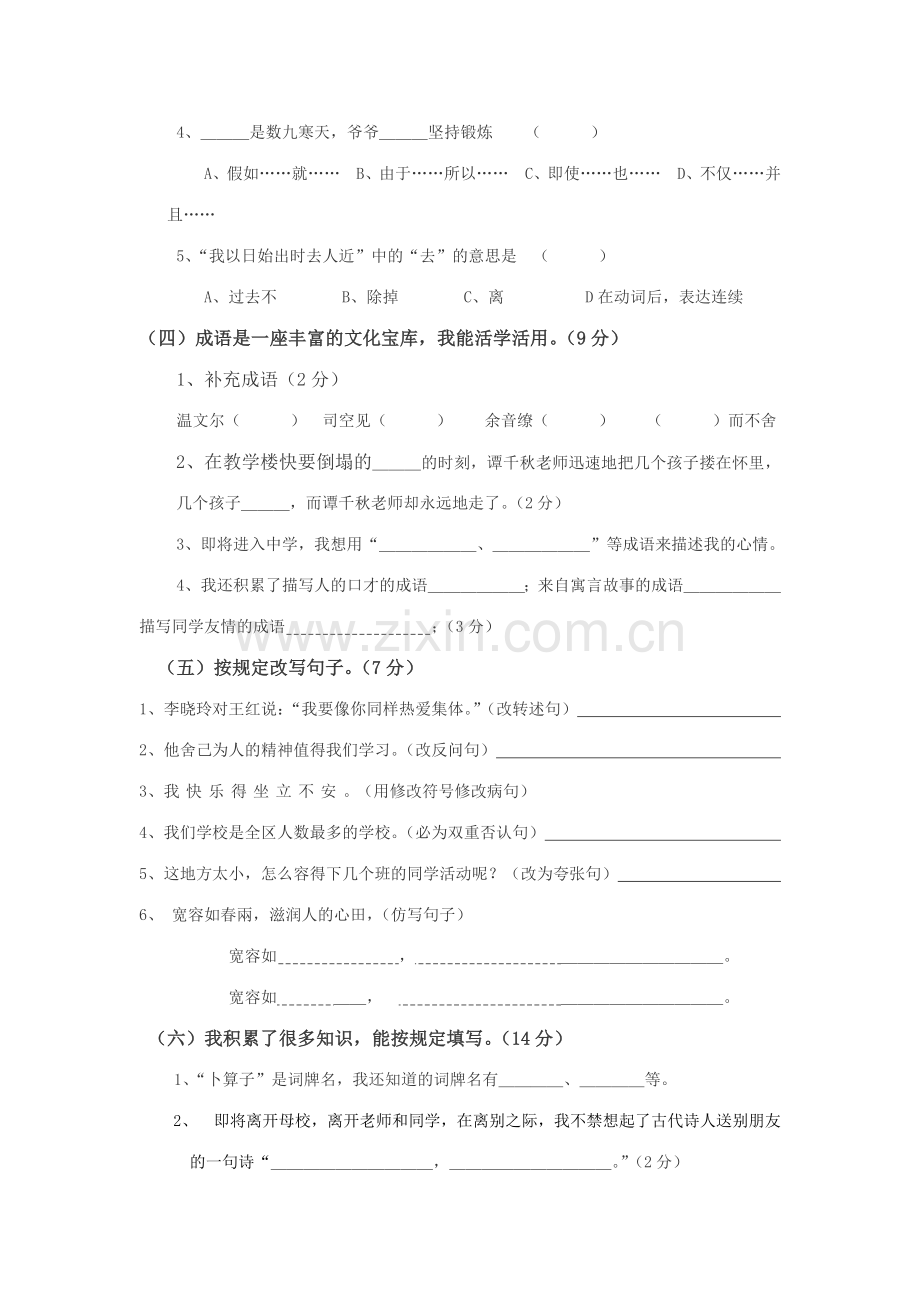 2023年小升初入学考试语文试卷.doc_第2页