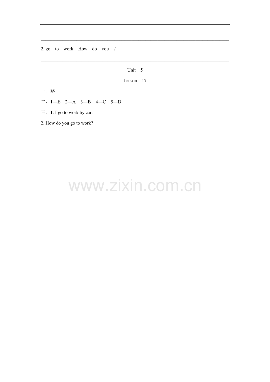 UNIT-FIVE-HOW-DO-YOU-GO-TO-SHCOOL-Lesson-17-同步练习1-1.doc_第2页