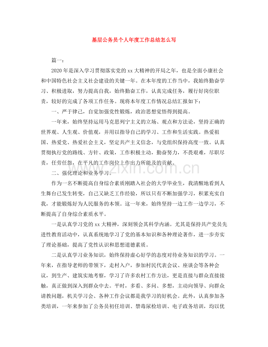 基层公务员个人年度工作总结怎么写.docx_第1页