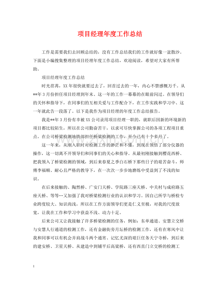 项目经理年度工作总结22.docx_第1页