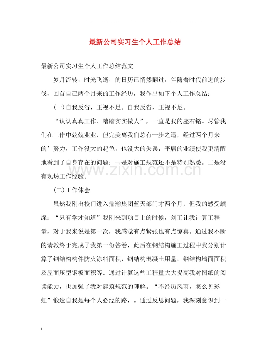 公司实习生个人工作总结2.docx_第1页