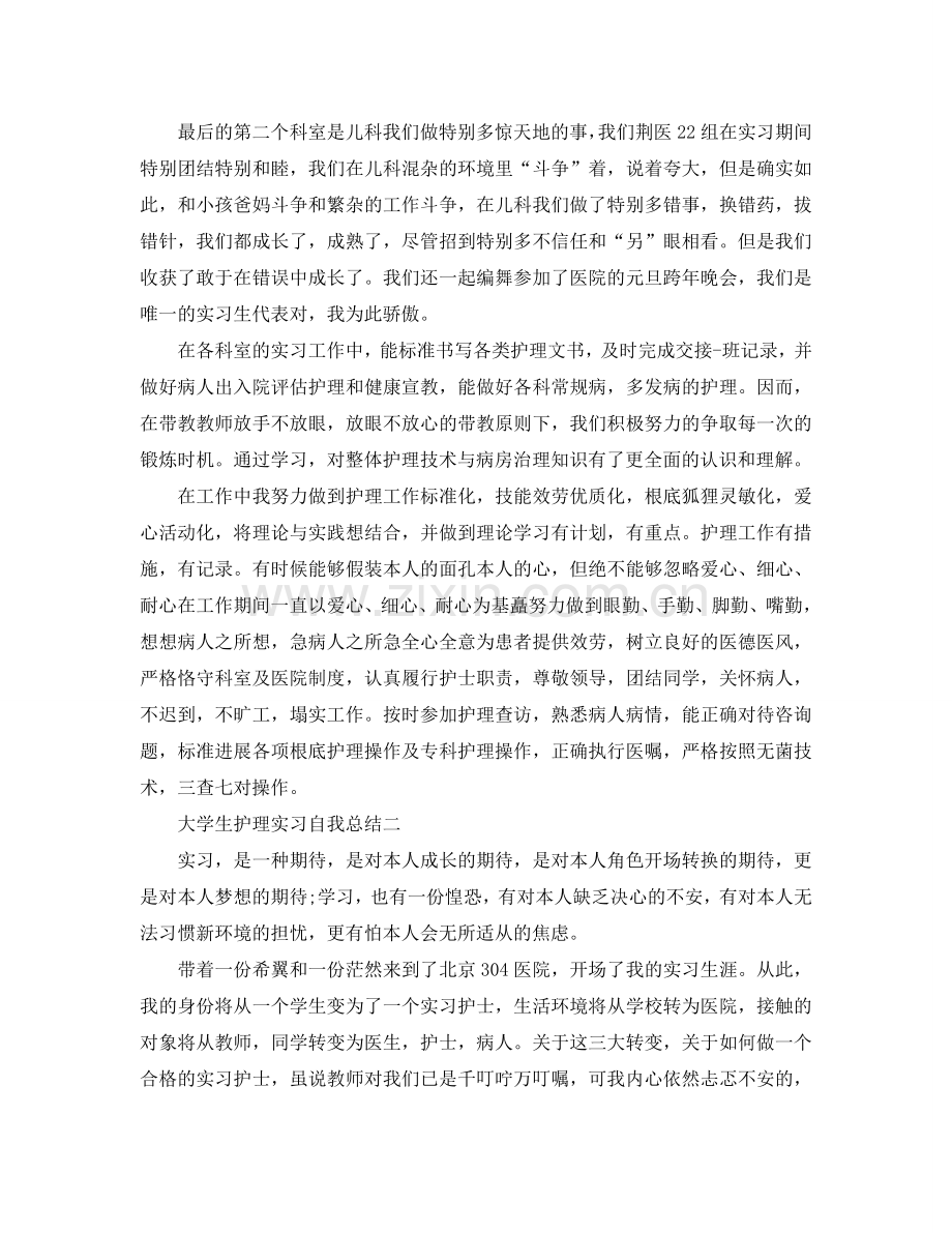 大学生护理实习自我参考总结（通用）.doc_第2页