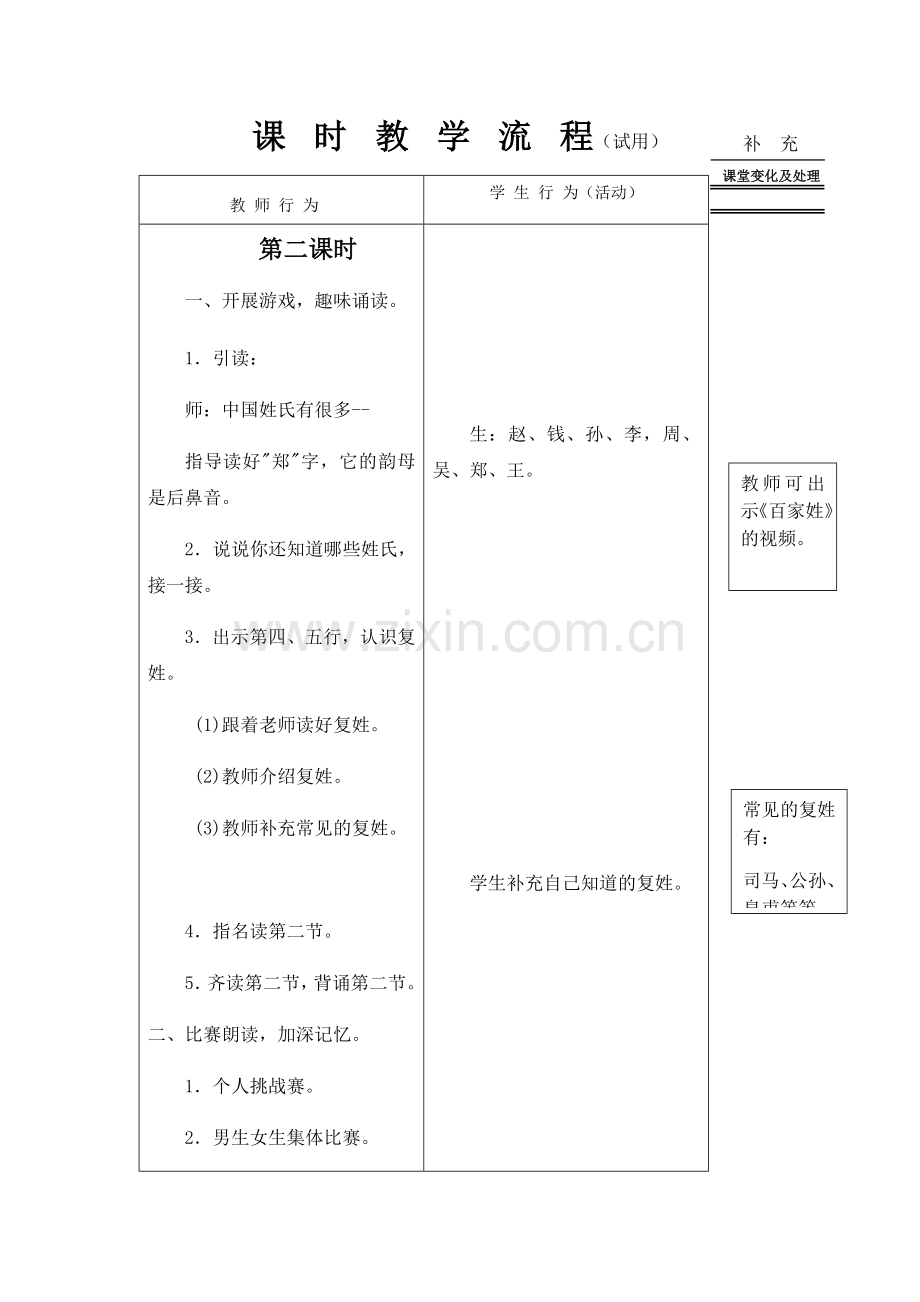 (部编)人教语文2011课标版一年级下册《姓氏歌》第二课时.docx_第3页