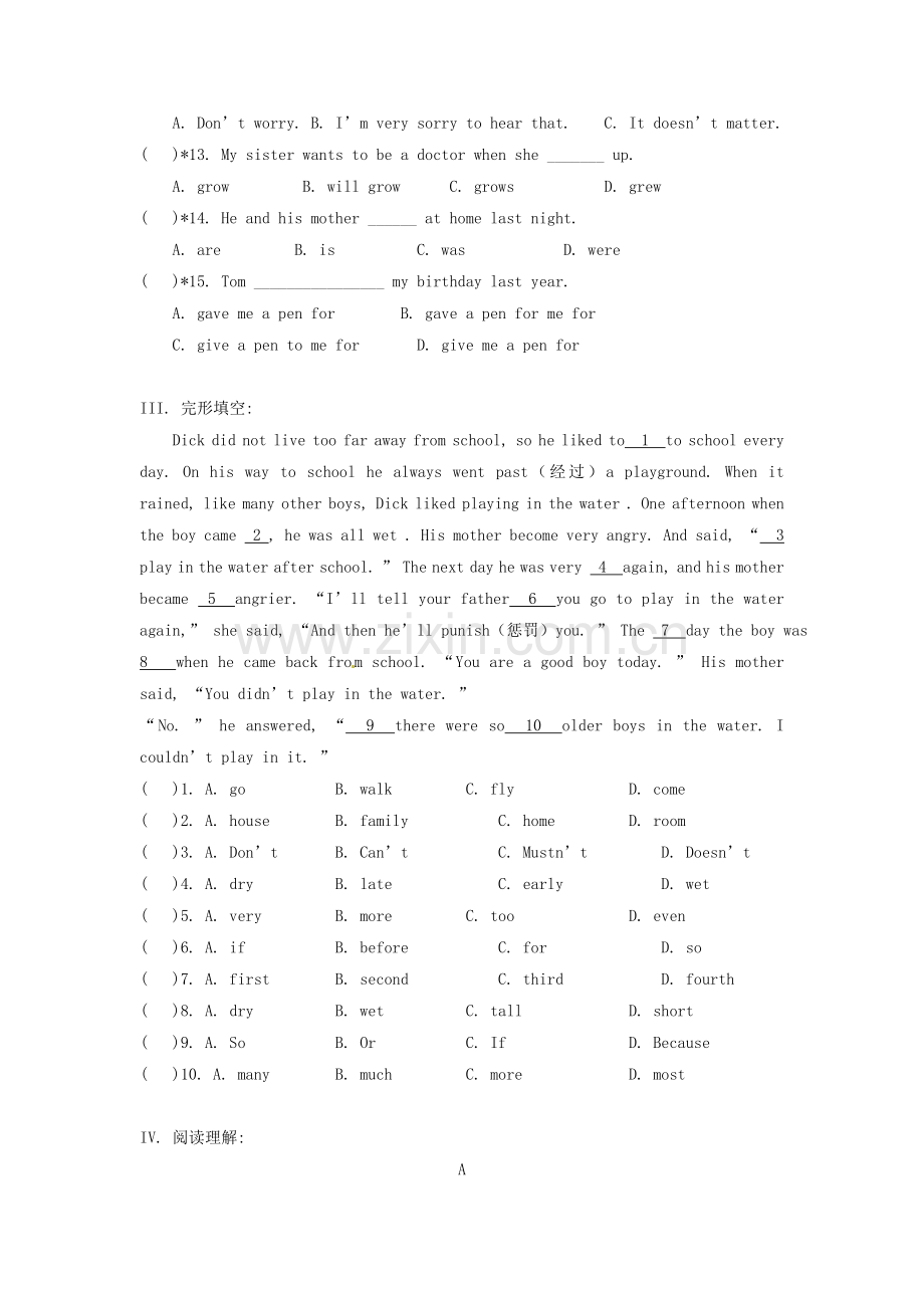 七年级英语下册-Unit12-My-childhood-in-the-countryside同步练习-北京课改版.doc_第2页