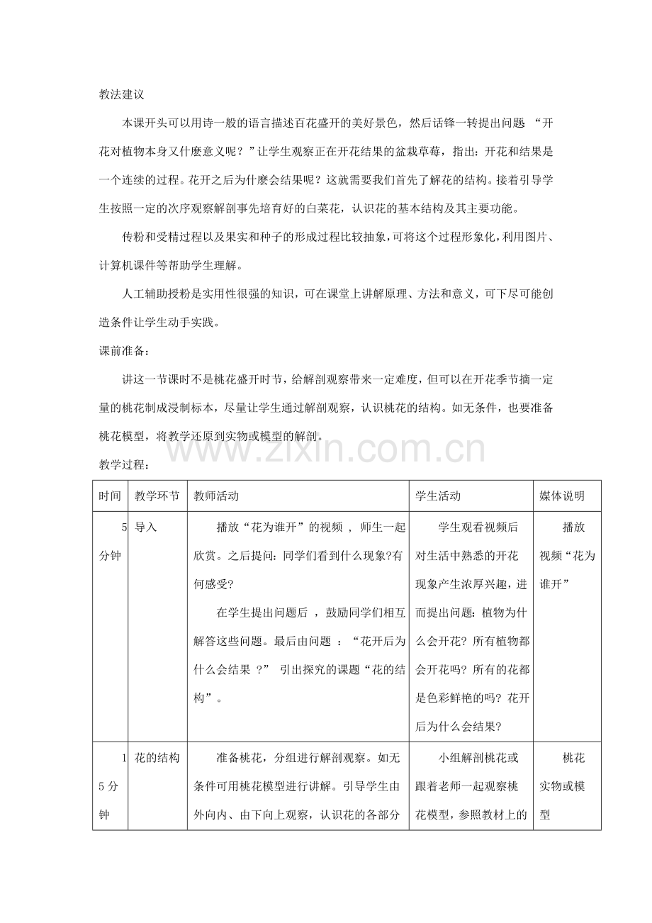 七年级生物上册 3.2.3《开花和结果》教案2 （新版）新人教版-（新版）新人教版初中七年级上册生物教案.doc_第2页