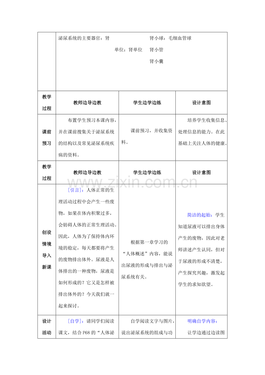 七年级生物下册 第四单元 生物圈中的人 第十一章 人体内的废物排入环境 第一节 人体泌尿系统的组成教案（新版）苏教版-（新版）苏教版初中七年级下册生物教案.doc_第2页